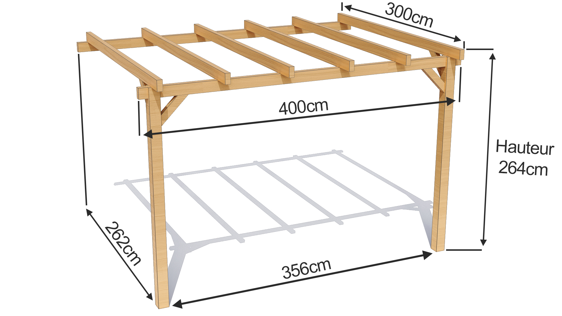 Dimensions pergola jade 4x3m